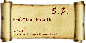 Sréter Patrik névjegykártya